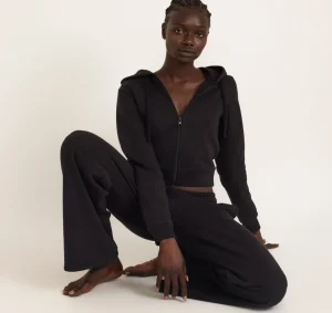 Discount Organic Basics Weekend Crop Zip Hoodie Black