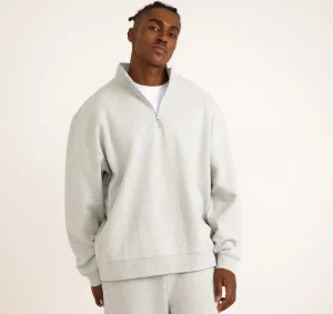 Best Sale Organic Basics Weekend Half Zip Sweatshirt MistyGreyMelange